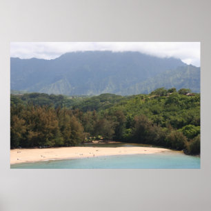 Póster Playa con poca gente, Kauai, Hawaii