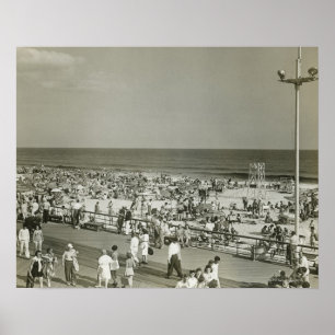 Póster Playa concurrida