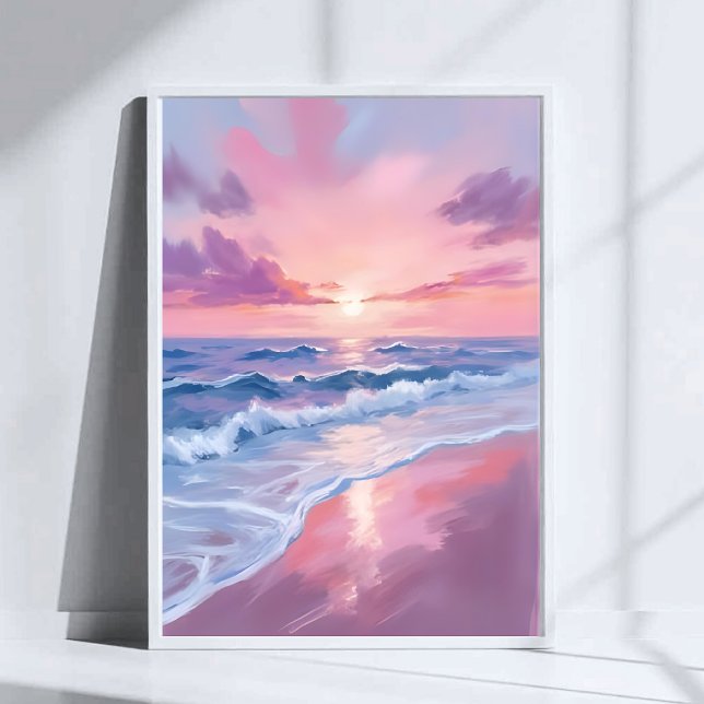 Póster Playa Cotton Candy | Pintura de olas de océano ros (Subido por el creador)