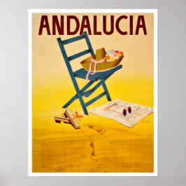 Póster Playa de Andalucía, España, sombrero de verano en 