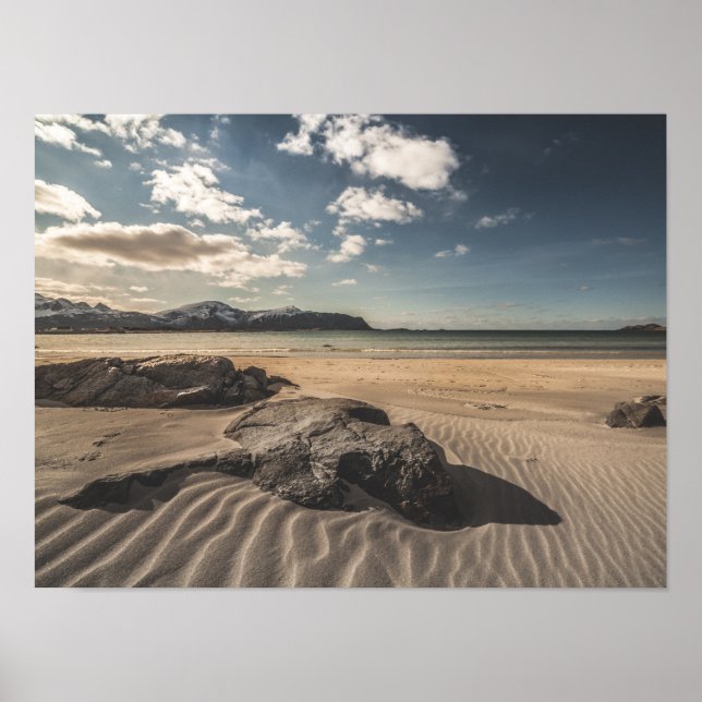 Póster Playa de arena de Lofoten (Frente)