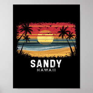 Póster Playa de arena Hawái tabla de surf playa