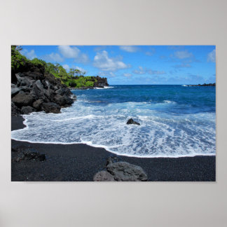Póster Playa de arena negra, Parque Estatal Waianapanapa,