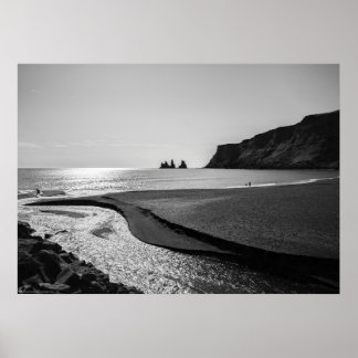 Póster Playa de arena negra, Reynisfjara - Islandia