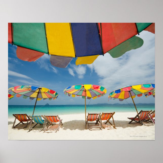 Póster Playa de arena tropical y mar turquesa. 2 (Frente)