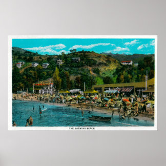 Póster Playa de baño en Avalon, Isla Catalina