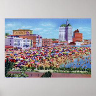 Póster Playa de baños de Long Beach California