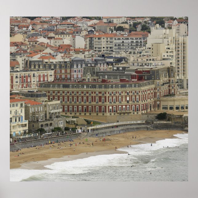Póster Playa de Biarritz, arquitectura Belle Époque. (Frente)