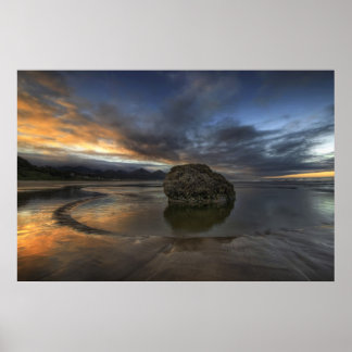 Póster Playa de Cannon con marea baja en el Océano Pacífi