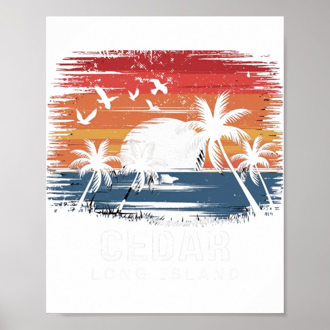 Póster Playa de Cedar Long Island Surfing Surfista  (Frente)