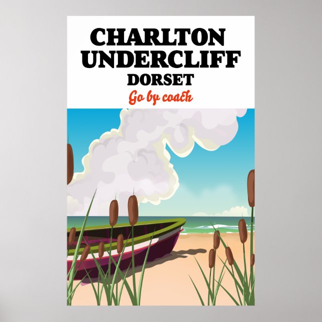 Póster Playa de Charlton Undercliff, afiche de viaje de D (Frente)