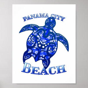 Póster Playa de Ciudad de Panamá Florida Vacacional Tortu