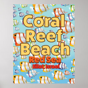 Póster Playa de Coral Reef Eilat, Israel