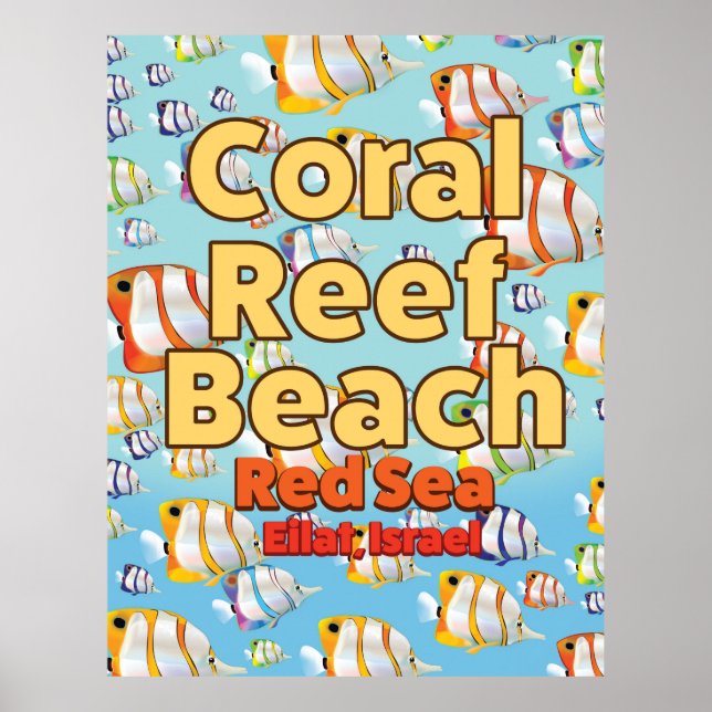 Póster Playa de Coral Reef Eilat, Israel (Frente)