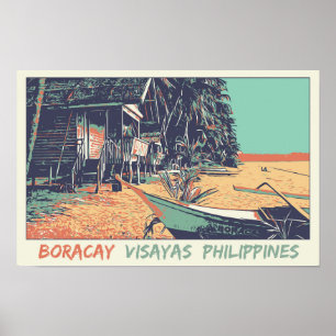 Póster Playa de Filipinas, Boracay en las islas Visayas
