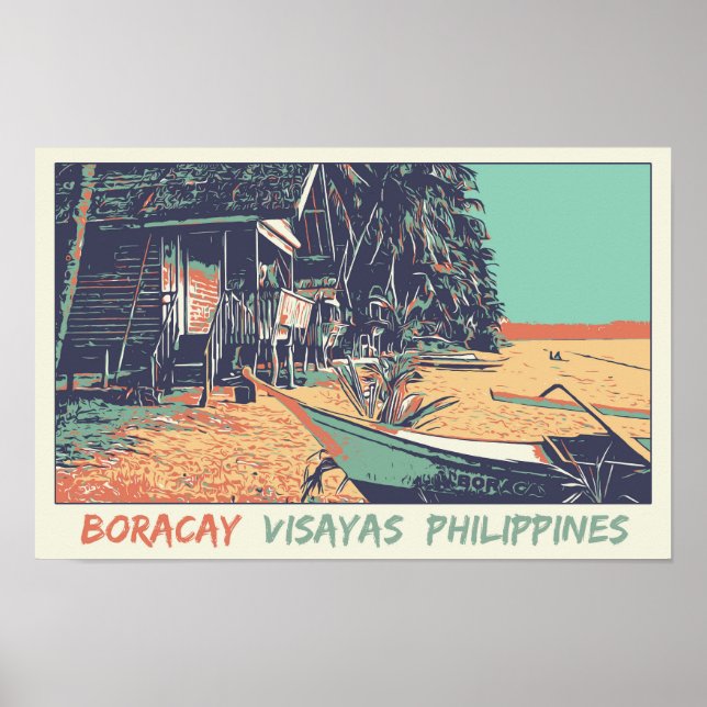 Póster Playa de Filipinas, Boracay en las islas Visayas (Frente)