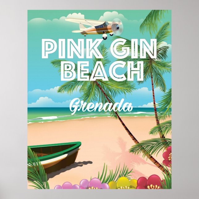 Póster playa de ginebra rosa afiche de viaje de Granada (Frente)