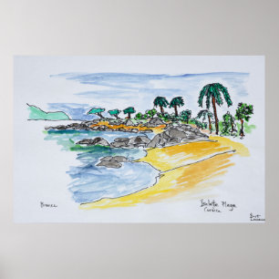 Póster Playa de Isolella, Ajaccio  Córcega, Francia