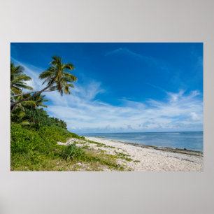 Póster Playa de Kolovai, rodeada de palmeras