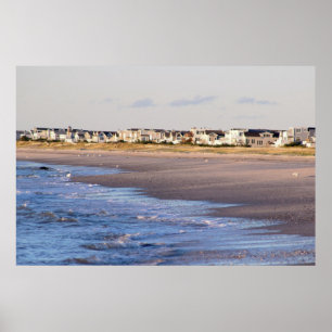 Póster Playa de la ciudad de la isla del mar