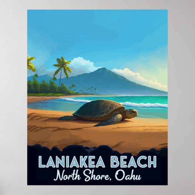 Póster Playa de Laniakea Haleiwa Oahu Hawaii (Frente)
