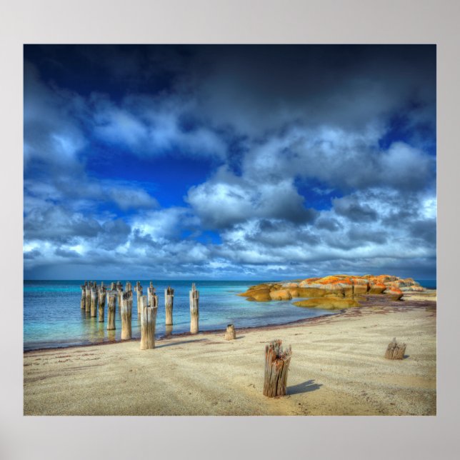 Póster Playa de Lillies | Wybalena, isla Flinders (Frente)