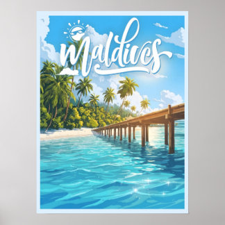 Póster Playa de Maldivas