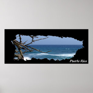 Póster Playa de Mapa de Isla Puerto Rico