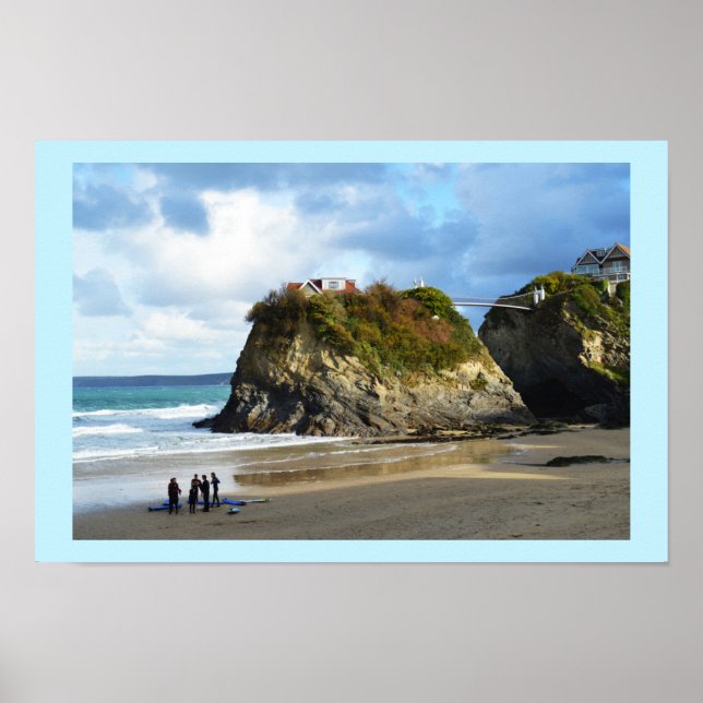 Póster Playa de Newquay en Cornwall (Frente)