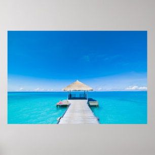 Póster Playa de Paradise   Complejo tropical, Maldivas