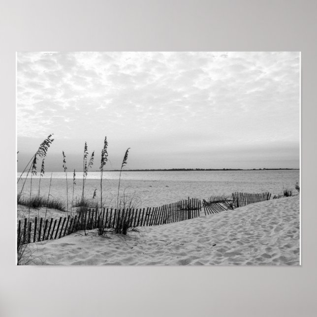 Póster Playa de Pensacola en blanco y negro (Frente)