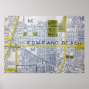 Póster Playa de Pompano, Poster del mapa de cosechas FL