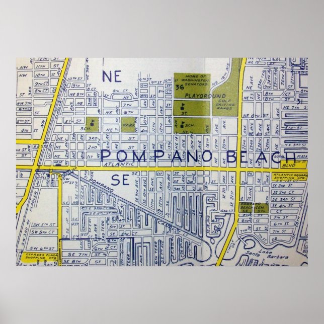 Póster Playa de Pompano, Poster del mapa de cosechas FL (Frente)