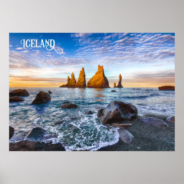 Póster Playa de Reynisfjara, Islandia (Frente)