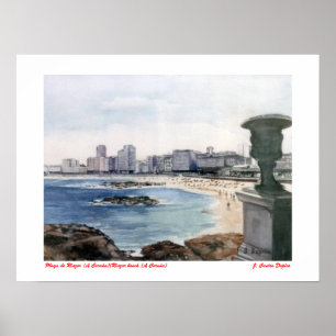 Póster Playa de Riazor (A Coruña)/Riazor beach (A Coruña)