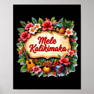 Póster Playa de Santa Mele Kalikimaka Fiesta de cola hawa