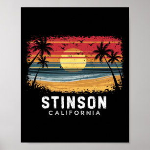 Póster Playa de Stinson California Surfboard Beach 