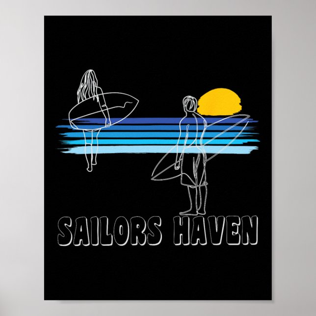 Póster Playa de surf Sailors Haven Chico Chica Surf (Frente)