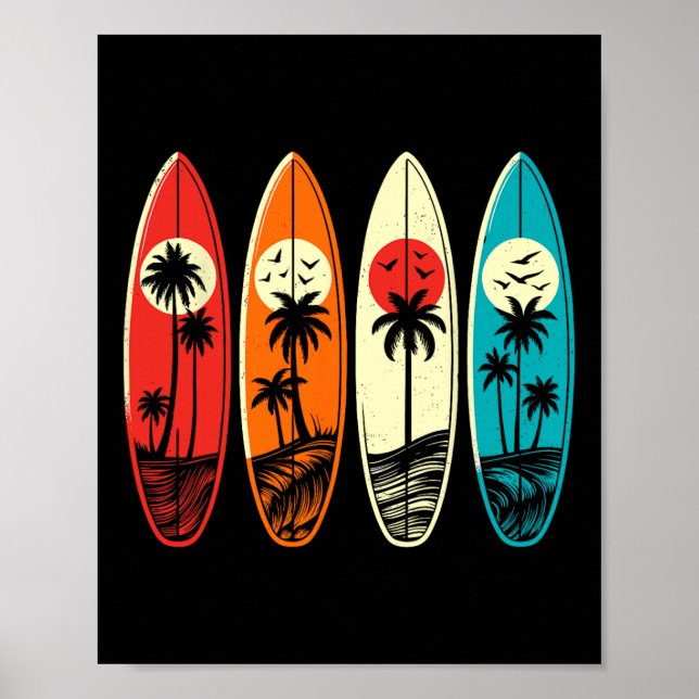Póster Playa de surf tropical de palmeras de Hawái tabla  (Frente)