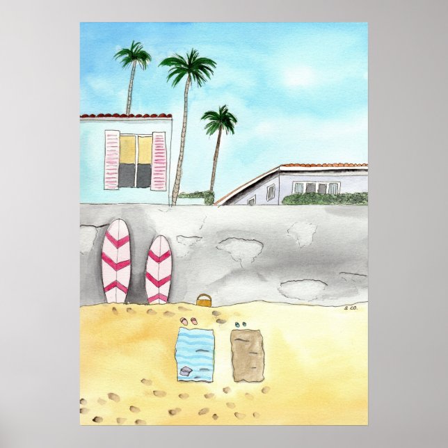 Póster Playa de Surfing en San Diego (Frente)
