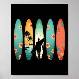 Póster Playa de surfista surf hawaiano surfista divertido