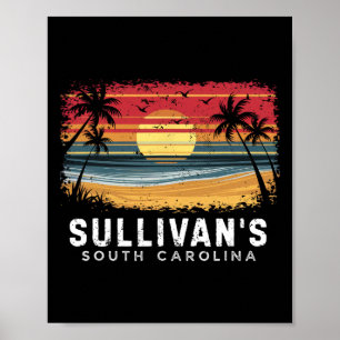 Póster Playa de tablas de surf de Sullivan's South Caroli