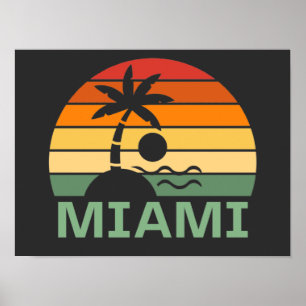 Póster Playa de Verano de Palmeras Vintage de Miami Flori