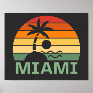 Póster Playa de Verano de Palmeras Vintage de Miami Flori
