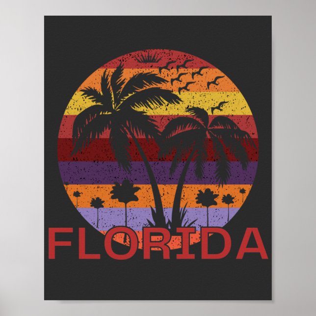 Póster Playa de Verano Vintage Florida USA (Frente)
