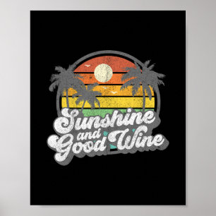 Póster Playa de vino bueno y sol Retro Vintage 70s Vacaci