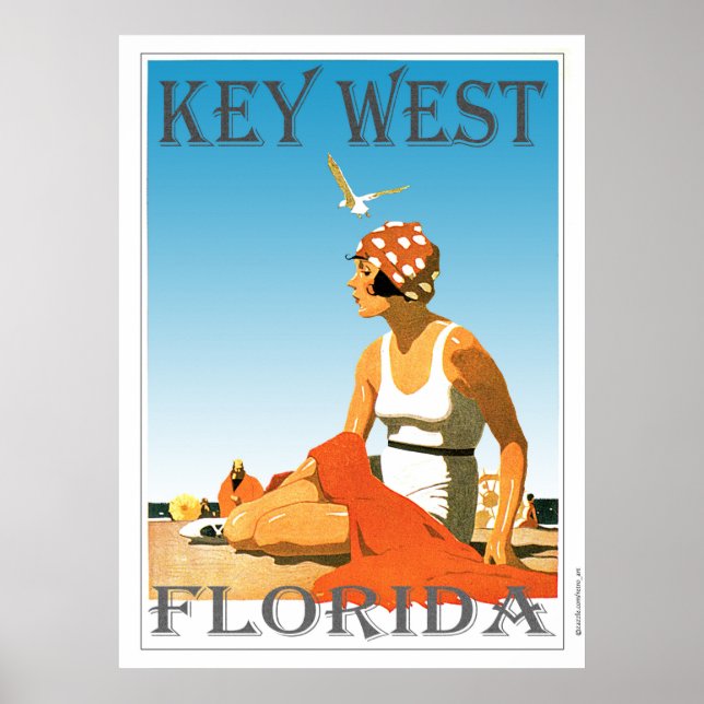 Póster Playa de Vintage Key West Florida (Frente)