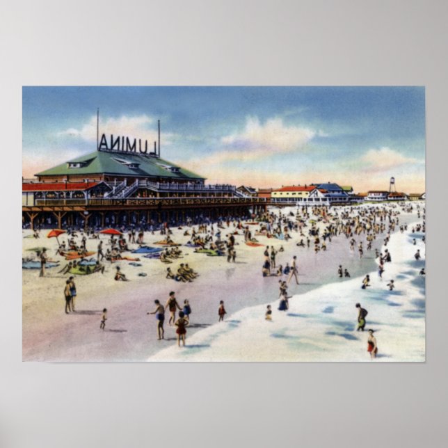 Póster Playa de Wrightsville en Carolina del Norte (Frente)