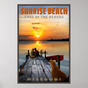 Póster Playa del amanecer Lago de los Ozarks Missouri Via