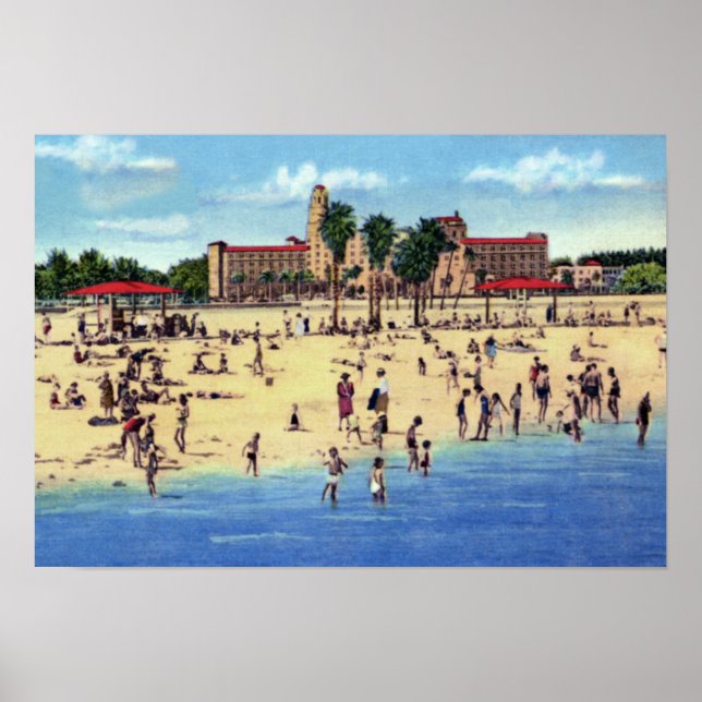 Póster Playa del Hotel San Petersburgo Florida Vinoy Park (Frente)